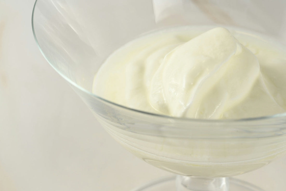 Greek yogurt in a glass.