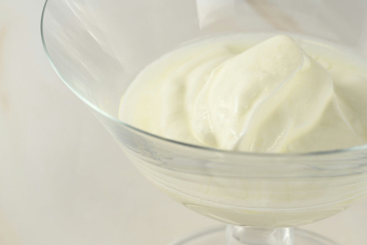Greek yogurt in a glass.